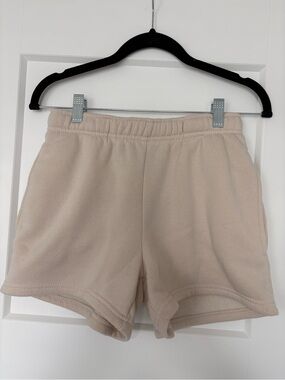 Women’s Beige Fleece Shorts with Elastic Waist And Pockets